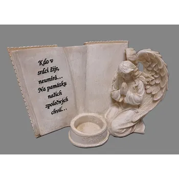 Zahradní dekorace Prodex Import Anděl s knihou svícen 23 x 14 cm