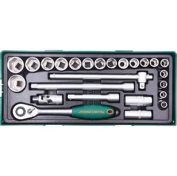 Gola sada Gola sada 1/2", 6hranné hlavice, 10-32 mm, 25 kusů v kazetě - JONNESWAY S04H4125SP