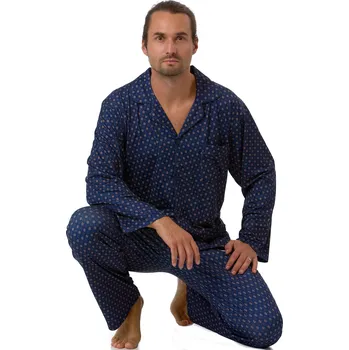 Pánské pyžamo Pánské pyžamo, luxusní, pružné, modré se vzorem 1PF0107 modrá xxxl