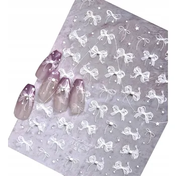 samolepka Samolepky na nehty Bílé stužky Kokardki S206