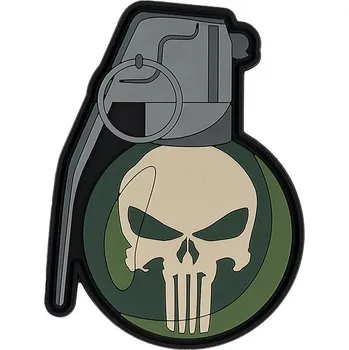 Nášivka Nášivka GRENADE PUNISH SKULL velcro 3D PVC