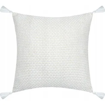 Polštář DEKORATIVNÍ POLŠTÁŘ S PLETENÝM VZOREM BÍLÝ BAVLNĚNÝ 40 x 40 CM