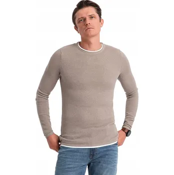 Pánský svetr Ombre svetr OM-SWSW-0103 béžový kulatý velikost XL