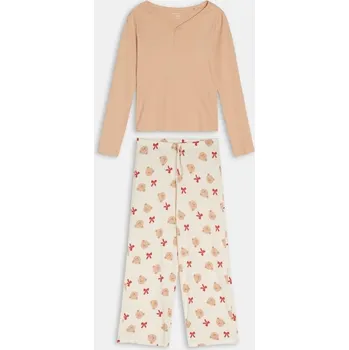 Dámské pyžamo Sinsay - Bavlněné dvoudílné pyžamo s potiskem medvídků - červená - 213GF-33X - 213GF-33X-XL