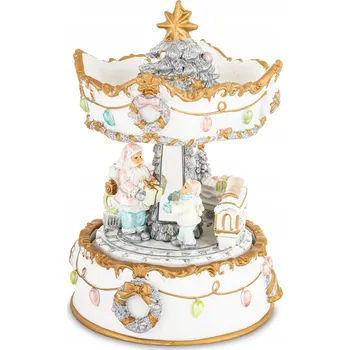 Vánoční dekorace Vánoční kolotoč s Mikulášem a hrací skříňkou 17x11x11 180885