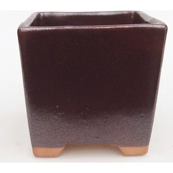 Květináč Keramická bonsai miska 9 x 9 x 8,5 cm vínová