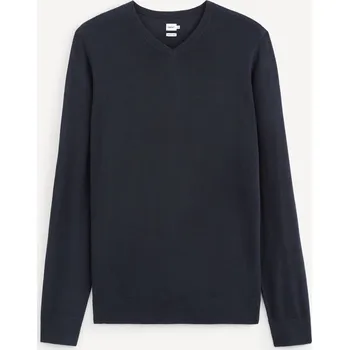 Pánský svetr Celio Vlněný svetr Semeriv merino 1085631 Tmavě modrá XL