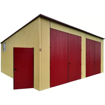Přístřešek na auto Plechová garáž 8 x 7 m Písková/Červená
