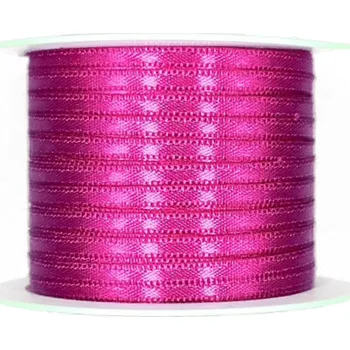 Stuha Tenká saténová stužka sytě růžová 3mm x 10m (2,20 Kč/m) (Saténová stužka sytě růžová, oboulící, tkané okraje)