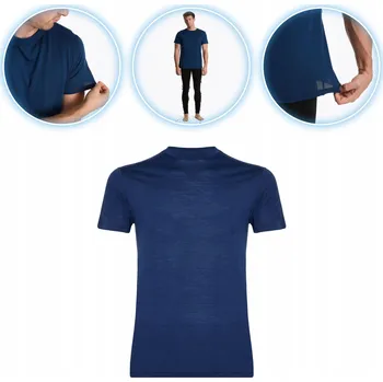 Pánské tričko Pánské termo tričko WOOLCANO Merino 100% TEE0546 tmavě modré XXL