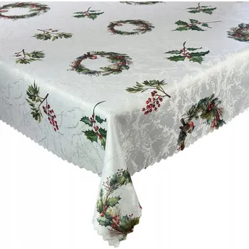 ubrus Ubrus Odolný proti Skvrnám Vánoční Zimní Stříbrný Věnec 110x200 cm
