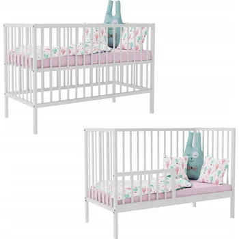 Dětská postýlka Dřevěná postýlka Bobas MAGDA 120 x 60 cm bílá