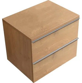 Koupelnový nábytek CERANO - Koupelnová skříňka pod umyvadlo s úchytkou/deskou pod umyvadlo Velora - 36 mm - dub medový, chromová úchytka - 59x53x46 cm