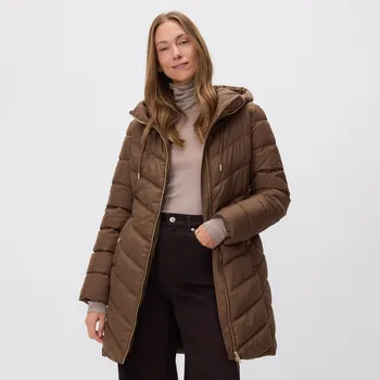 Dámský kabát Reserved - Prošívaná bunda s přírodním peřím - hnědá - TS856-88X - TS856-88X-XL