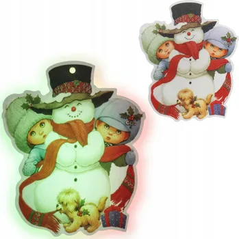 Vánoční dekorace Osvětlená Vánoční Dekorace Sněhulák na Baterie Přísavka a LED OZDOBA