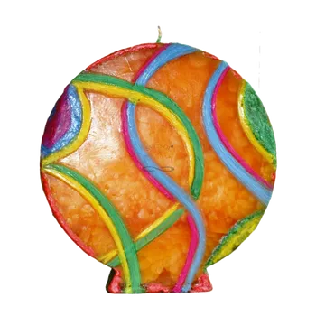 Svíčka Mandalová svíčka Omega Or s podstavcem – pomeranč, ruční výroba