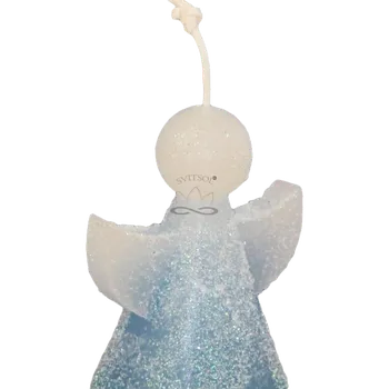 Svíčka Svíčka ANDĚL – ledově tyrkysová s třpytkami, vanilka & eufori...