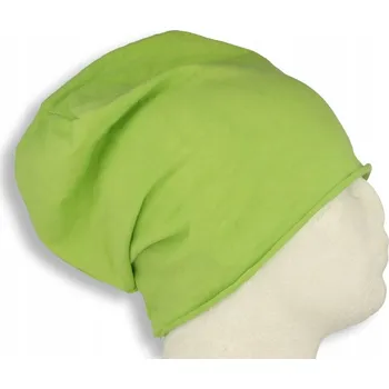 Čepice Čepice dámská Beanie italská tenká "smerfetka" bavlna zelená neonová
