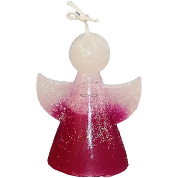 Svíčka Svíčka ANDĚL - ledově magentová třpytkami