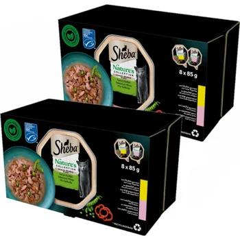 Sheba Nature's Collection s kuřecím masem na paprikách a lososem s hráškem v omáčce 16 x 85 g