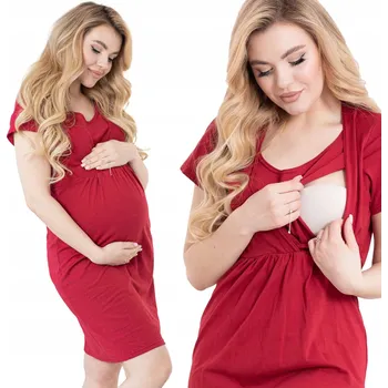 Dámské noční prádlo FORMOMMY Těhotenská košile ke NA KOJENÍ se zavinovacím výstřihem BORDÓ barvy, velikost 4XL