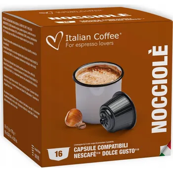 Kapsle do Dolce Gusto Italian Coffee Nocciole (Lískový Oříšek) Káva s Příchutí Oříšku, 16 ks