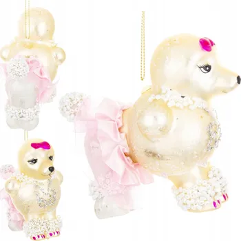 Vánoční dekorace SKLENĚNÁ VÁNOČNÍ KOULE NA VÁNOČNÍ STROMEČEK S TEXTEM PUDLA 11 CM VÁNOČNÍ DÁREK