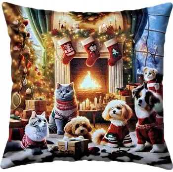 Polštář VÁNOČNÍ DEKORAČNÍ POVLEČENÍ NA POLŠTÁŘ 45x45 VELUR VZOR 7