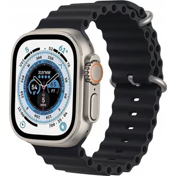 Řemínek na hodinky ŘEMÍNEK PRO APPLE WATCH 2/3/4/5/6/7/8/9/10/SE 42/44/45 ČERNÝ SILIKONOVÝ