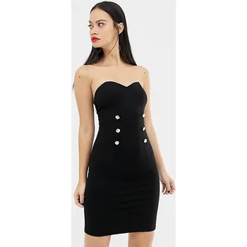 Dámské šaty UNIQUE21 ČERNÉ ŠATY S ŠATY KNOFLÍKY (42)