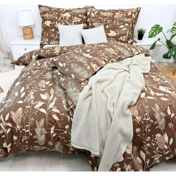 Povlečení Bavlněné Saténové povlečení Louka Hnědá Zapínání: zip, Velikost polštáře: 50x70, Velikost přikrývky: 140x220