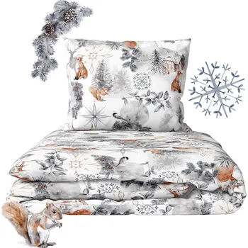 Povlečení Povlečení 140x200 + 70x80 VÁNOCE zima 100% Bavlna - LAPONSKÁ ŠEDÁ