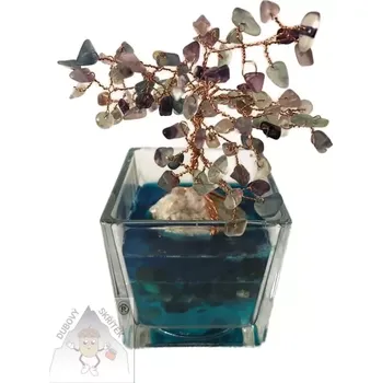 Dubový skřítek Stromeček štěstí ve skle – Fluorit (1)