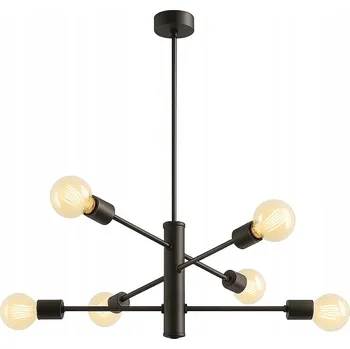 Černé stropní závěsné svítidlo lustr + 6x LED žárovka E27 8W Filament Teplá bílá