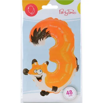 Balónek Narozeninový BALÓNEK Číslice 3 Zvířátko Liška ARPEX Skvělé ZPRACOVÁNÍ a KVALITA