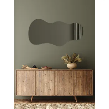 Zrcadlo Zrcadlo tvarové nalepovací CURLY o síle 3 mm, 110x55 CM, vlnka/broušené hrany