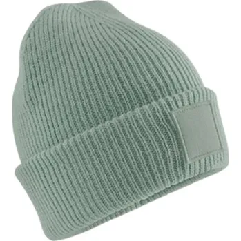 Čepice Beechfield Dětská zimní čepice s ohrnutím a decentní nášivkou pro potisk Barva: zelená šalvěj CB336B