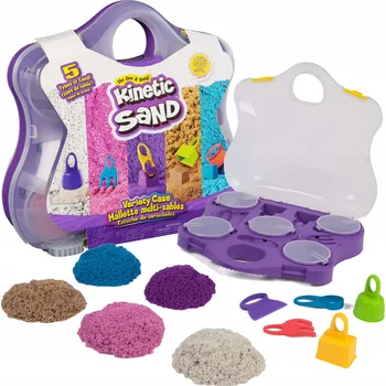 kinetický písek SPIN MASTER KINETICKÝ PÍSEK KINETIC SAND SADA 5 BAREV VELKÝ KUFŘÍK