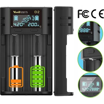 D2 RYCHLÁ NABÍJEČKA PRO BATERIE AA, AAA, 21700, 18650, 26650