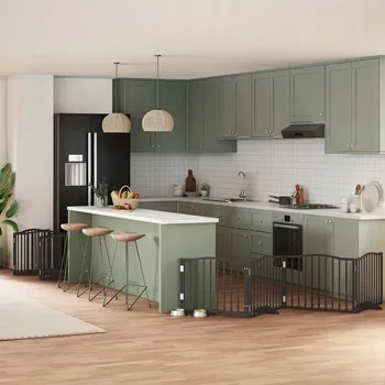 klec pro psa VidaXL Zábrana pro psy s dvířky skládací 10 panelů černá 800 cm topol