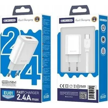 Datový kabel ŁADOWARKA JELLICO EU01 USB 2.4A + KABEL USB-C SADA PRO RYCHLÉ NABÍJENÍ