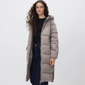 Reserved - Dlouhá bunda s kapucí - béžová - 692AY-08X - 692AY-08X-XS