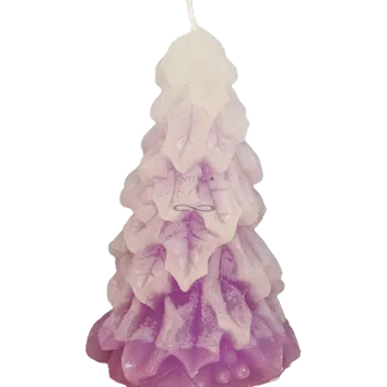 Svíčka Svíčka Stromek JMELÍ – třpyt ledově fialová, vanilka & levand...