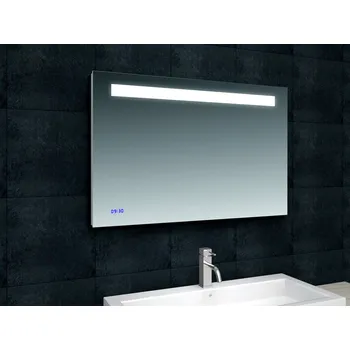 Zrcadlo BESTECO TIME LED Zrcadlo s Hodinami a Osvětlením 80x65 cm