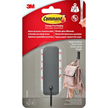 Věšák Command střední černý háček samolepicí bez vrtání do 1,3 kg 1 kus