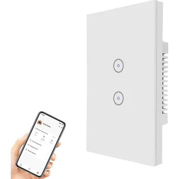 vypínač DOTYKOVÝ SPÍNAČ SVĚTLA SKLENĚNÝ SKLO BÍLÝ DVOJITÝ WIFI