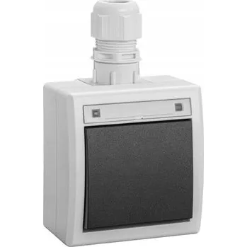 vypínač AQUANT 2K JEDNOPÓLOVÝ SCHODIŠŤOVÝ VODOTĚSNÝ SPÍNAČ IP65 ŠEDÝ 5001-65