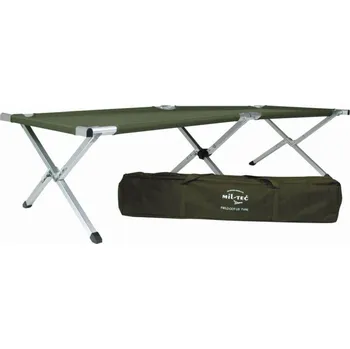 kempingová židle Polní rozkládací lehátko Olivové 190x65cm