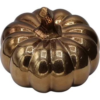 Keramická dýně bronzová metalická velká 16 cm – Podzimní dekorace glamour