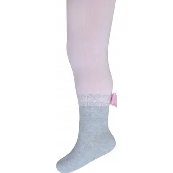 Dívčí bavlněné punčocháče dvoubarevné růžovo-šedé Milusie, vel. 68/74